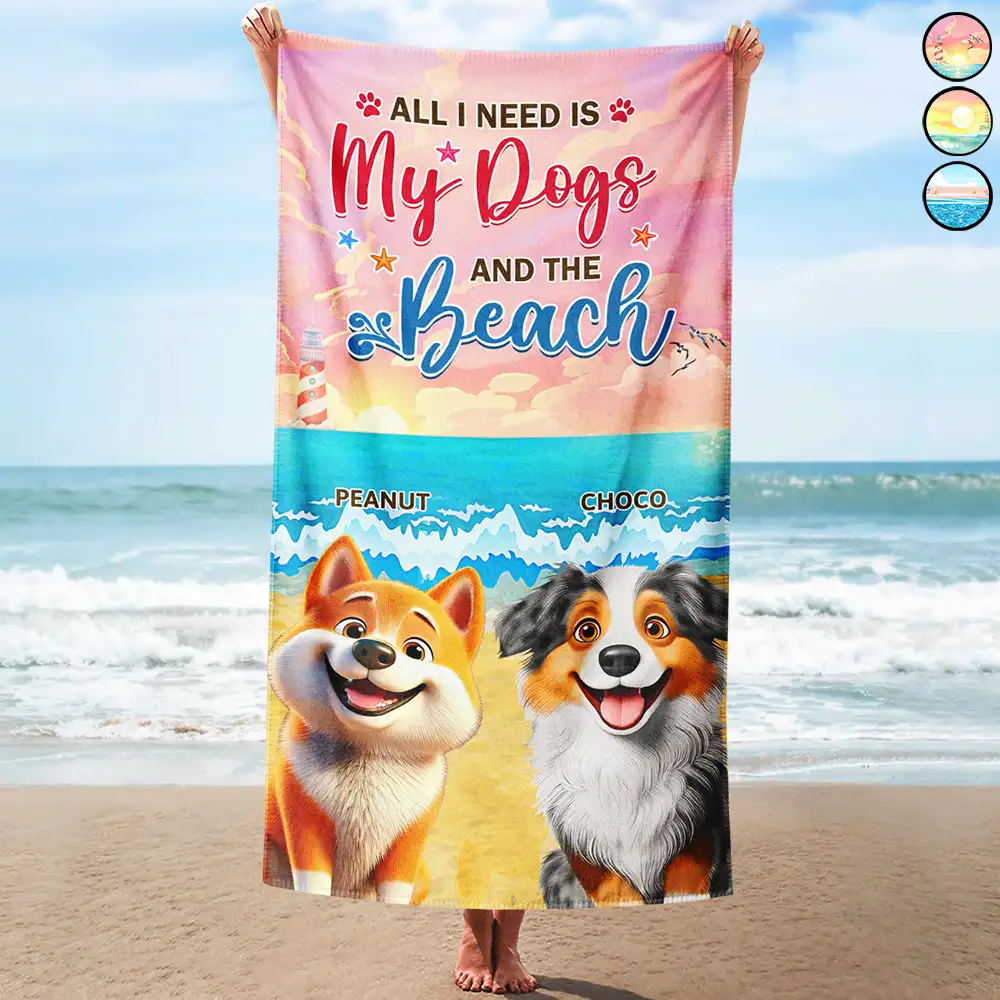 Life Is Better With Dogs 3D Effect - Personalized Beach Towel