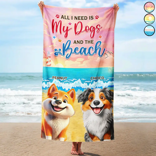 Life Is Better With Dogs 3D Effect - Personalized Beach Towel