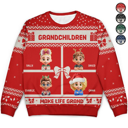 Life Is Grand With Grandkids - Personalized Unisex Ugly Sweater