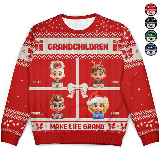 Life Is Grand With Grandkids - Personalized Unisex Ugly Sweater