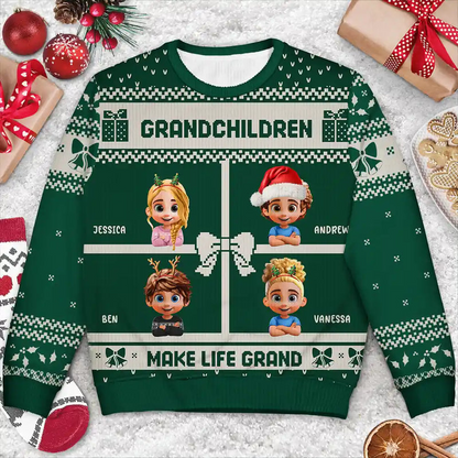 Life Is Grand With Grandkids - Personalized Unisex Ugly Sweater