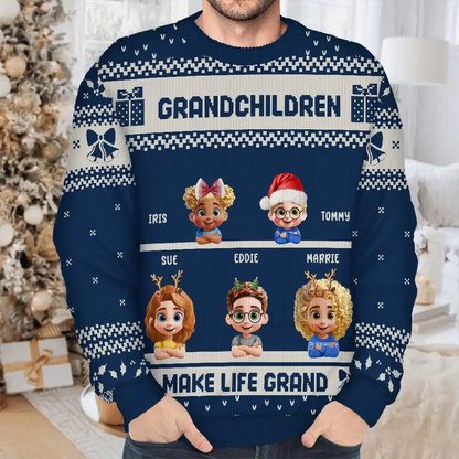Life Is Grand With Grandkids - Personalized Unisex Ugly Sweater
