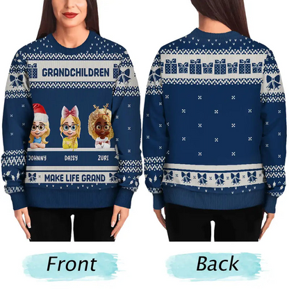 Life Is Grand With Grandkids - Personalized Unisex Ugly Sweater