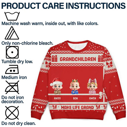 Life Is Grand With Grandkids - Personalized Unisex Ugly Sweater