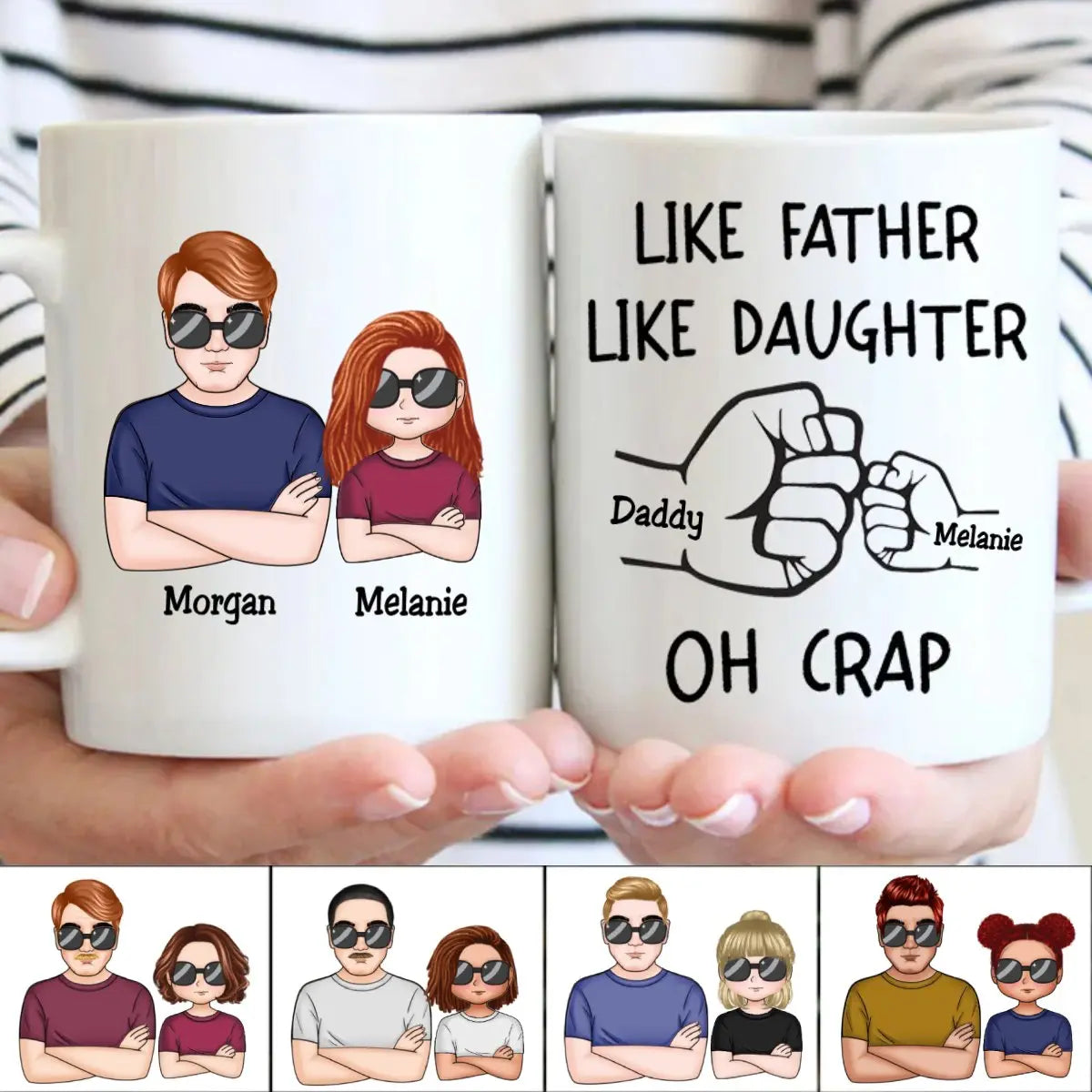 Like Father Like Daughter Fist Bump Handshake - Personalized Mug mug The Next Custom Gift