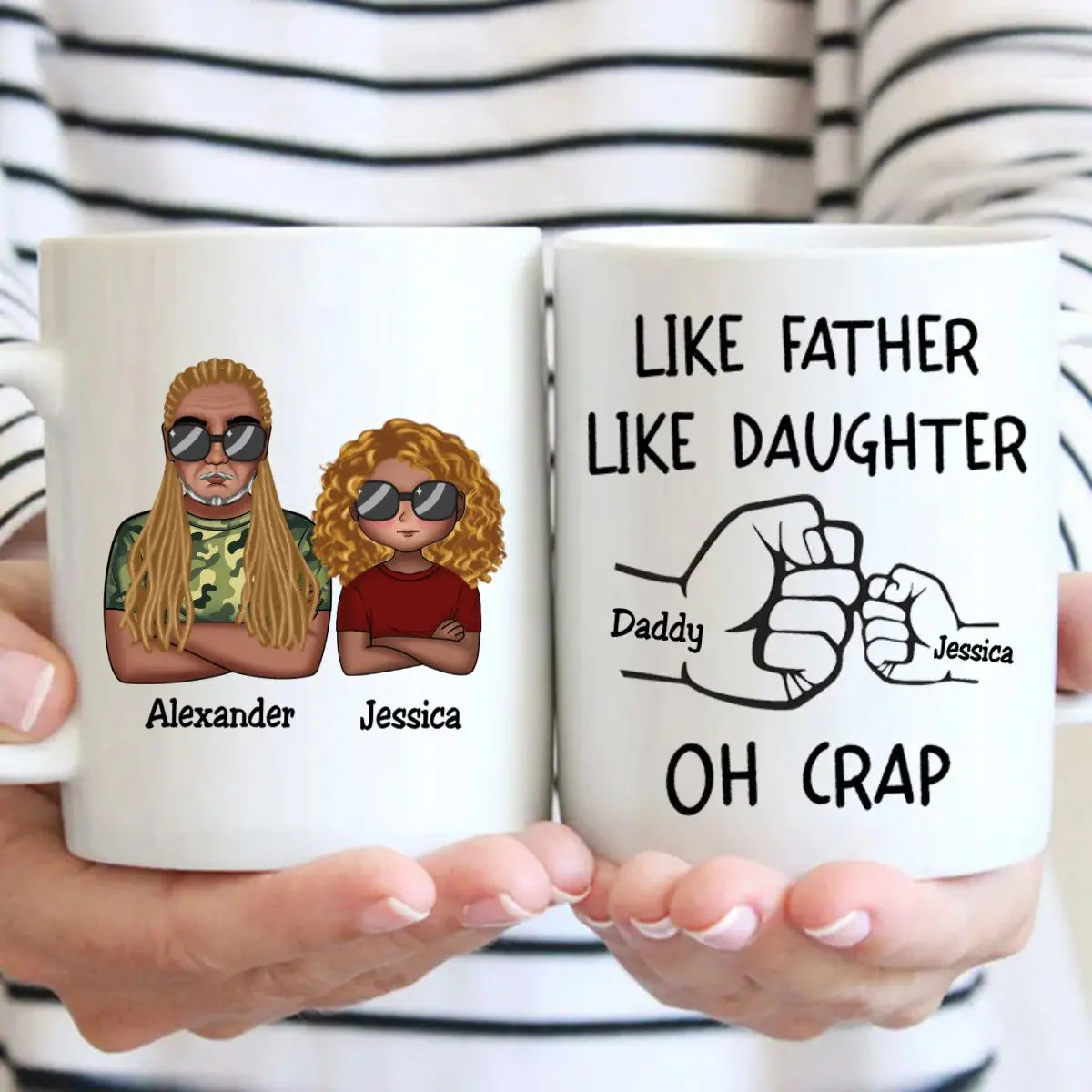 Like Father Like Daughter Fist Bump Handshake - Personalized Mug mug The Next Custom Gift