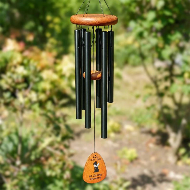 Listen To The Wind And Think Of Me Black Pet Memorial - Personalized Wind Chime