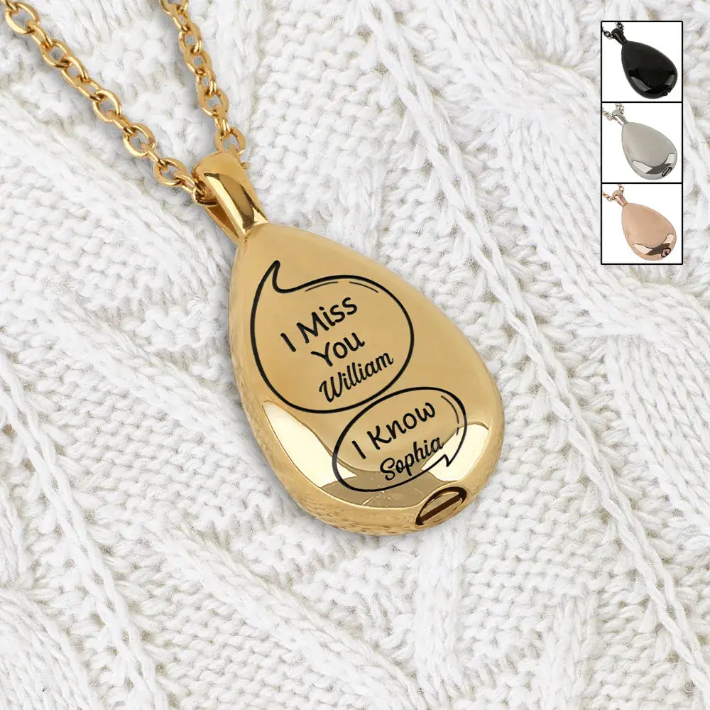 Little Speech I Miss You I Know Memorial - Personalized Keepsake Necklace (AB) Necklace The Next Custom Gift