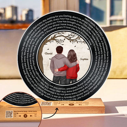 Favorite Place In The World Couple Standing Back View Personalized Vinyl Lyrics Record - Acrylic Song Plaque - Valentine's Day Gift, Anniversary Gift For Couple, For Him, For Her, Husband, Wife