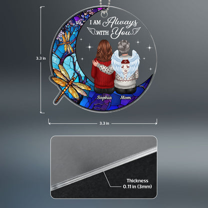 Stained Glass Moon Dragonflies Always With You Family Remembrance Memorial Keepsake Christmas Personalized Acrylic Ornament