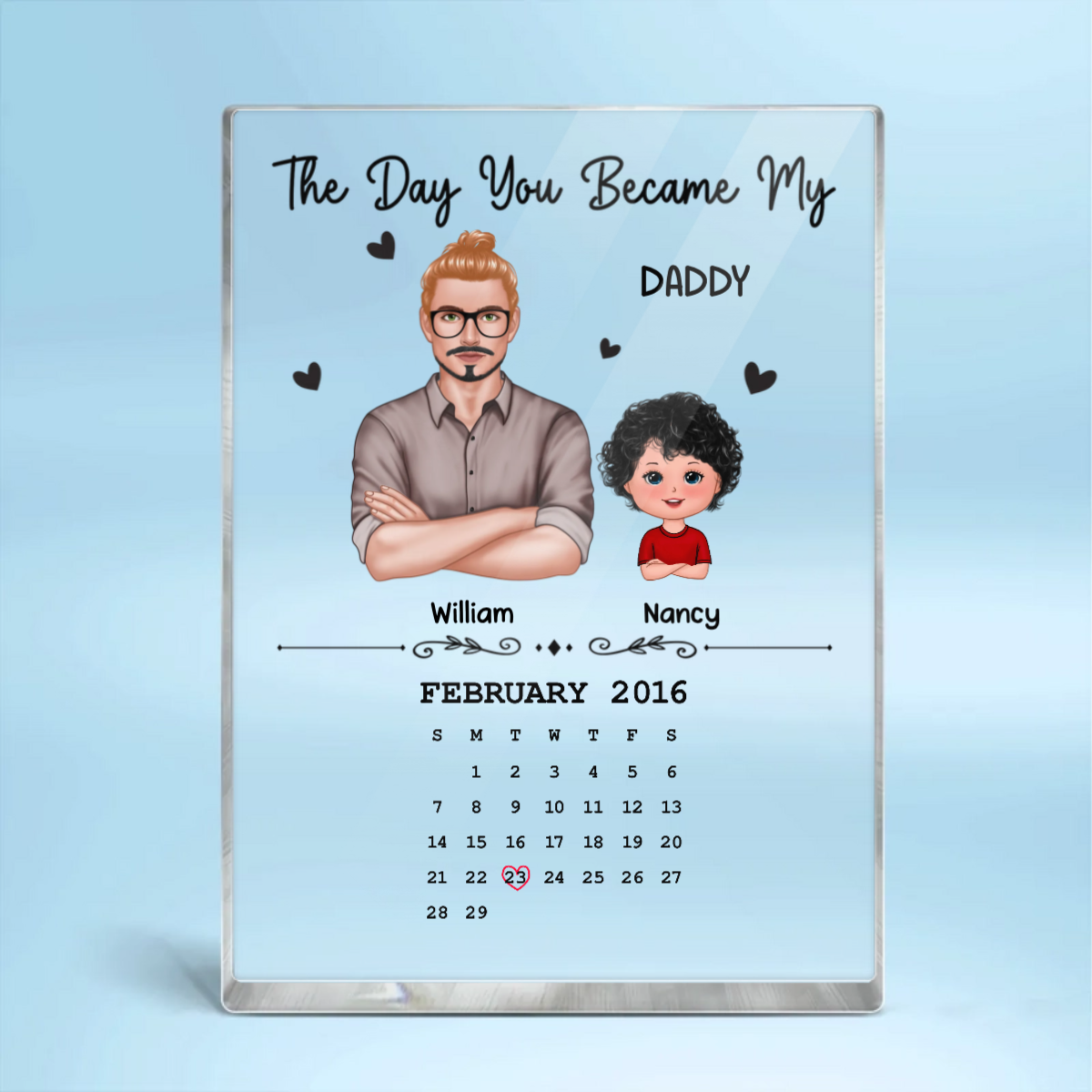 The Days You Became Our Dad Man & Doll Kids Personalized Vertical Rectangle Acrylic Block Plaque