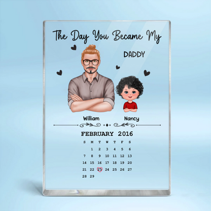 The Days You Became Our Dad Man & Doll Kids Personalized Vertical Rectangle Acrylic Block Plaque