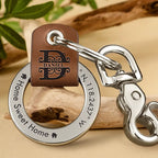 Location Coordinates Always Come Home - Personalized Leather Coordinates Keychain
