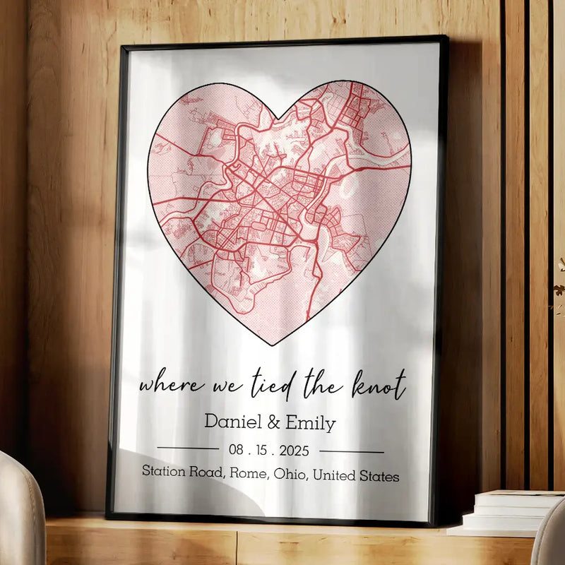 Location Map Wedding, Anniversary Gift For Couple, Where It All Began - Personalized Poster