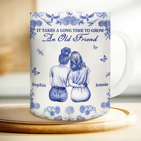 Long Time To Grown An Old Friend - Personalized White Edge-to-Edge Mug