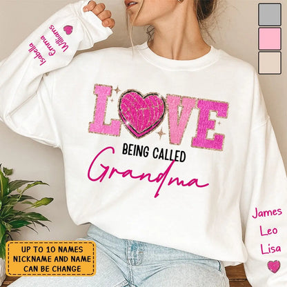 Love Being Called Grandma Pink Glitter Love Personalized Sweatshirt Shirts & Tops The Next Custom Gift