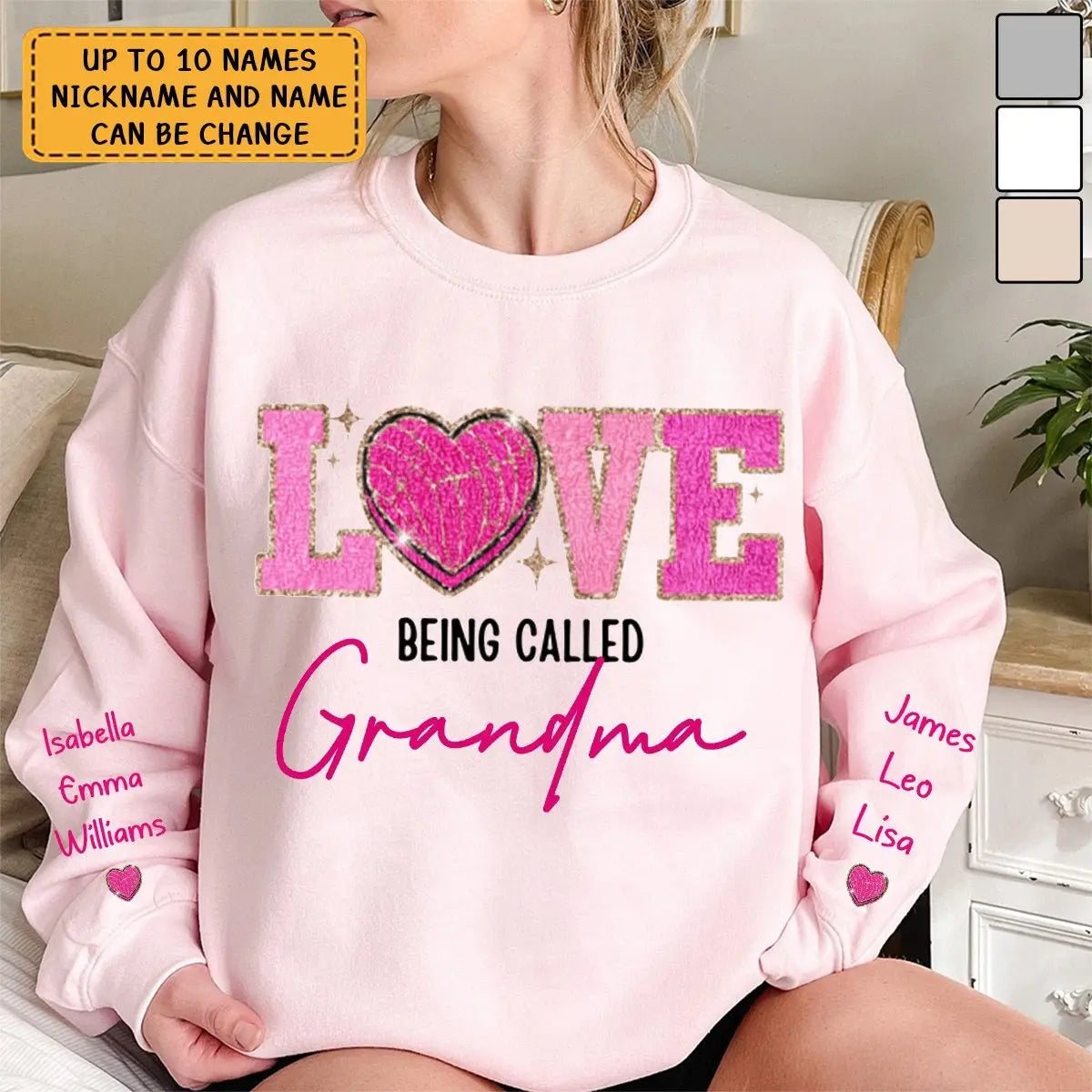 Love Being Called Grandma Pink Glitter Love Personalized Sweatshirt Shirts & Tops The Next Custom Gift