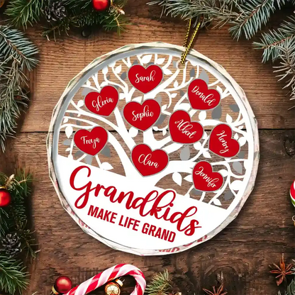 Love Grows Here Christmas Family - Personalized Circle Glass Ornament ornament The Next Custom Gift