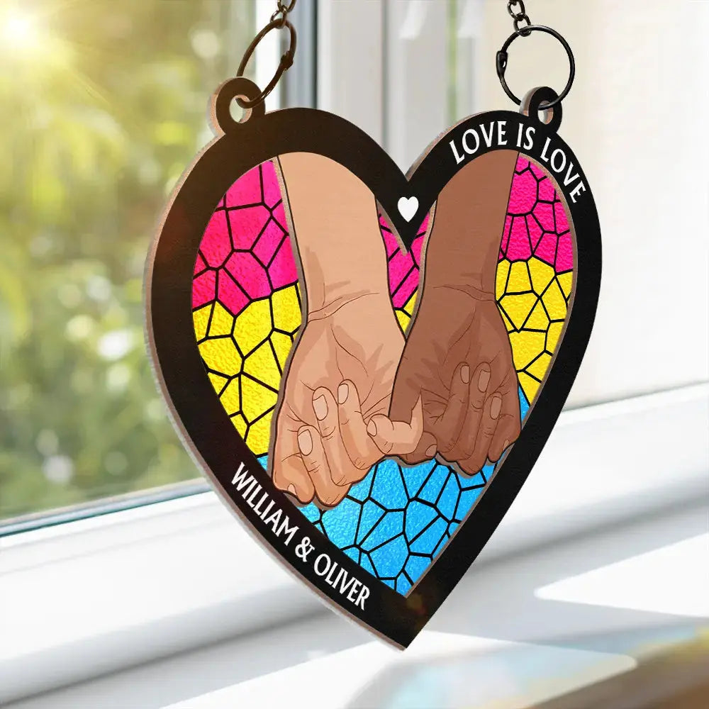 Love Is Love Pride - Personalized Window Hanging Suncatcher Ornament Hanging Suncatcher Ornament The Next Custom Gift