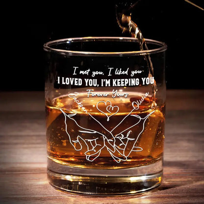 Love Is The Flower - Couple Personalized Custom Whiskey Glass - Gift For Husband Wife, Anniversary Whiskey Glass The Next Custom Gift