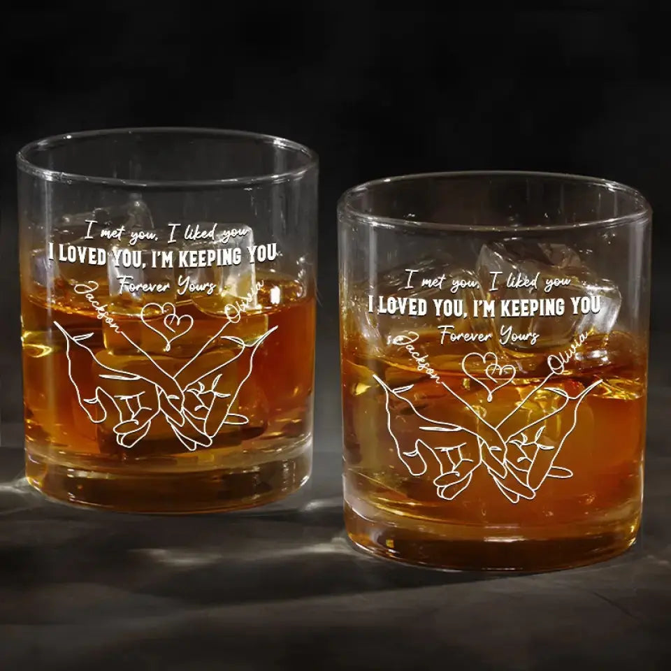 Love Is The Flower - Couple Personalized Custom Whiskey Glass - Gift For Husband Wife, Anniversary Whiskey Glass The Next Custom Gift