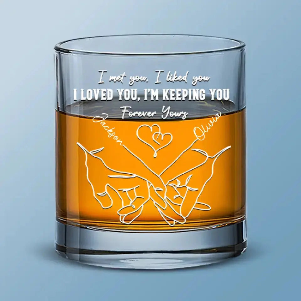 Love Is The Flower - Couple Personalized Custom Whiskey Glass - Gift For Husband Wife, Anniversary Whiskey Glass The Next Custom Gift