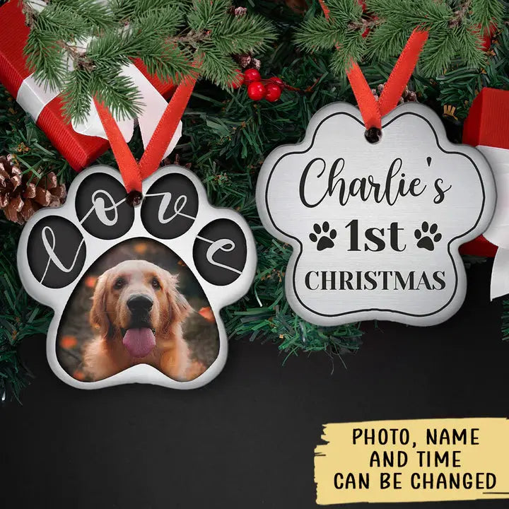 Love Paw Print - Personalized Custom Aluminum Ornament ornament The Next Custom Gift