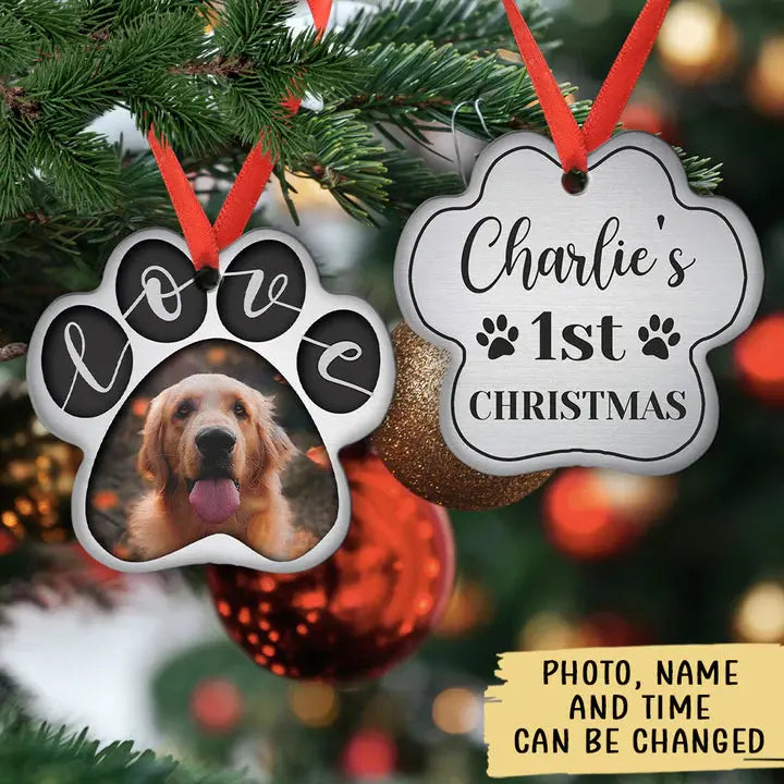 Love Paw Print - Personalized Custom Aluminum Ornament ornament The Next Custom Gift