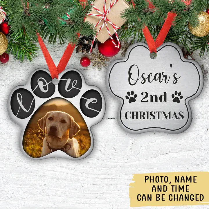 Love Paw Print - Personalized Custom Aluminum Ornament ornament The Next Custom Gift