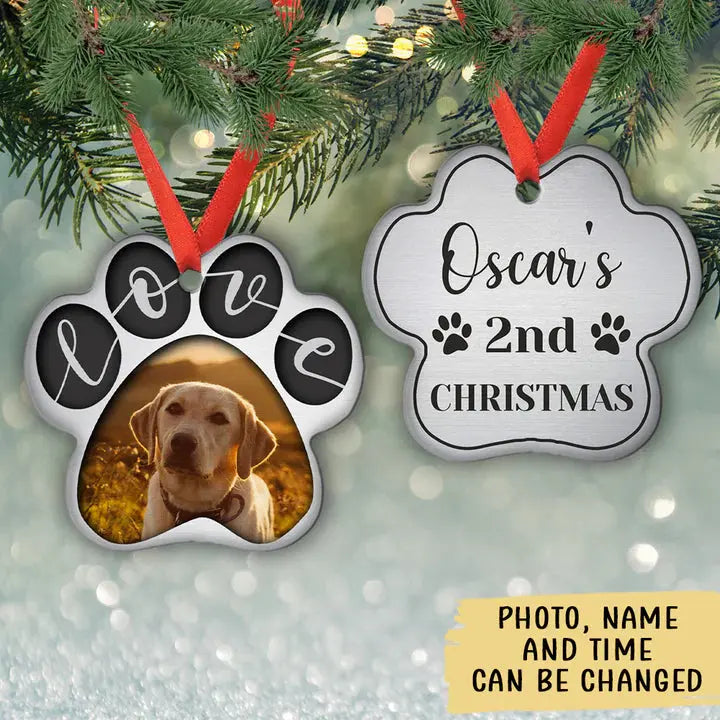 Love Paw Print - Personalized Custom Aluminum Ornament ornament The Next Custom Gift