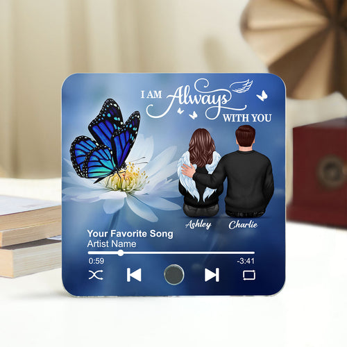 Butterfly I'm Not A Widow I'm A Wife To A Husband With Wings Memorial Personalized Music Fridge Magnet