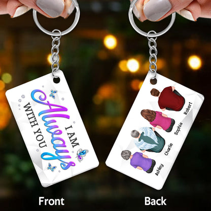 Blue Purple Butterfly Family Memorial Remembrance Keepsake Personalized Acrylic Keychain