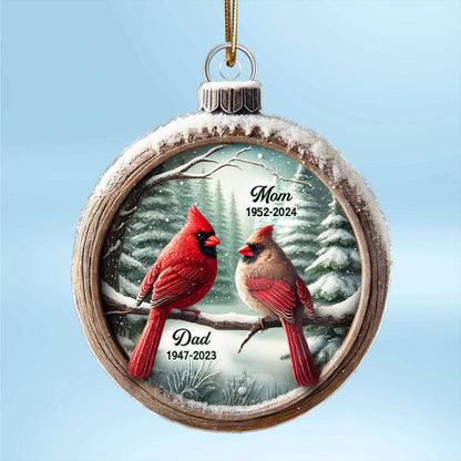 Winter Scene Memorial Cardinal Sympathy Gift Remembrance Keepsake 3D Effect Personalized Acrylic Ornament