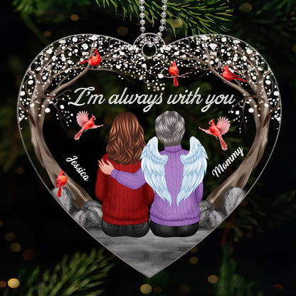 Always With You Cardinal Blossom Tree Family Memorial Keepsake Sympathy Remembrance Gift Heart Shaped Personalized Acrylic Ornament