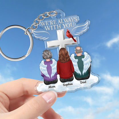 Always With You Family Memorial Keepsake Cardinal On Cross Personalized Acrylic Keychain