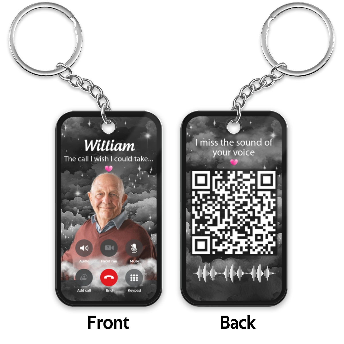 The Call I Wish I Could Make Photo Inserted Memorial Gift Remembrance Keepsake Voice Message QR Code Personalized Acrylic Keychain