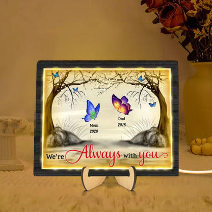 I Am Always With You Cardinals Butterflies Blossom Tree Memorial Personalized 2-Layered Wooden Plaque With LED