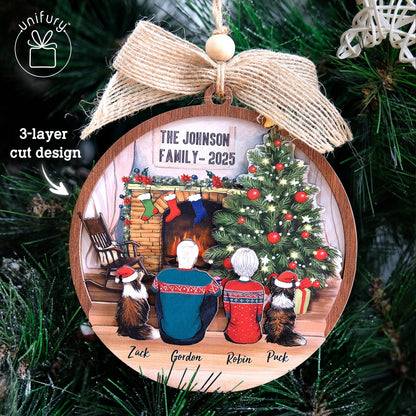 Personalized 3D Christmas Wooden Ornament - Christmas Gifts For Family, Dog Cat Lovers