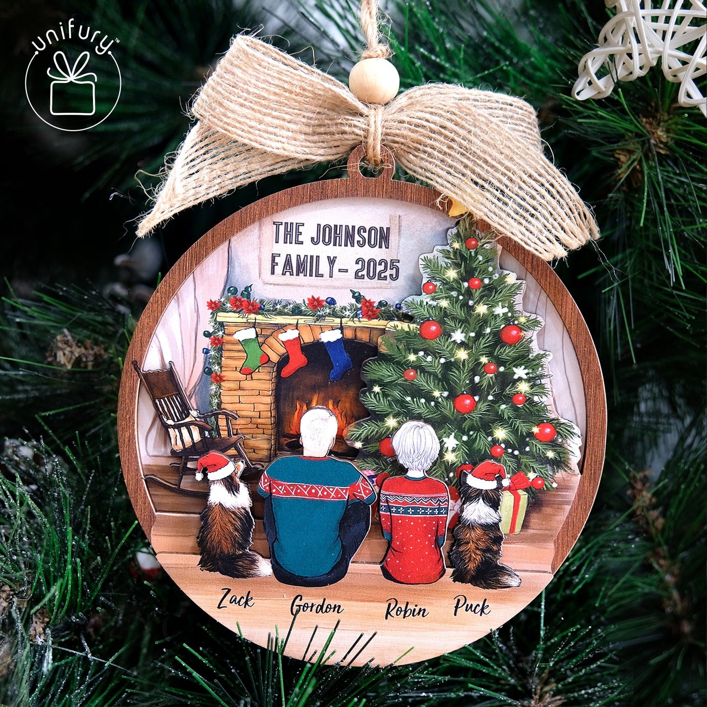 Personalized 3D Christmas Wooden Ornament - Christmas Gifts For Family, Dog Cat Lovers