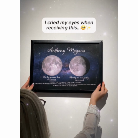 Lost Loved One Moon Phase Art Memorial Sympathy Gift Personalized Poster