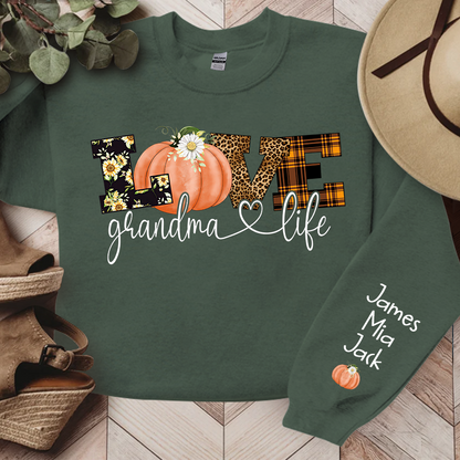 Personalized Love Grandma Life Fall Season Pumpkin Sweatshirt