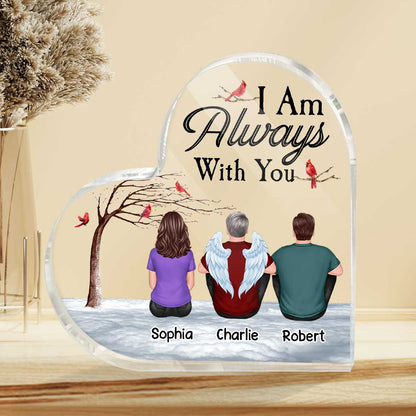 Dry Branch Cardinal Always With You Cardinal Whole Family Memorial Remembrance Gift Personalized Heart Acrylic Plaque