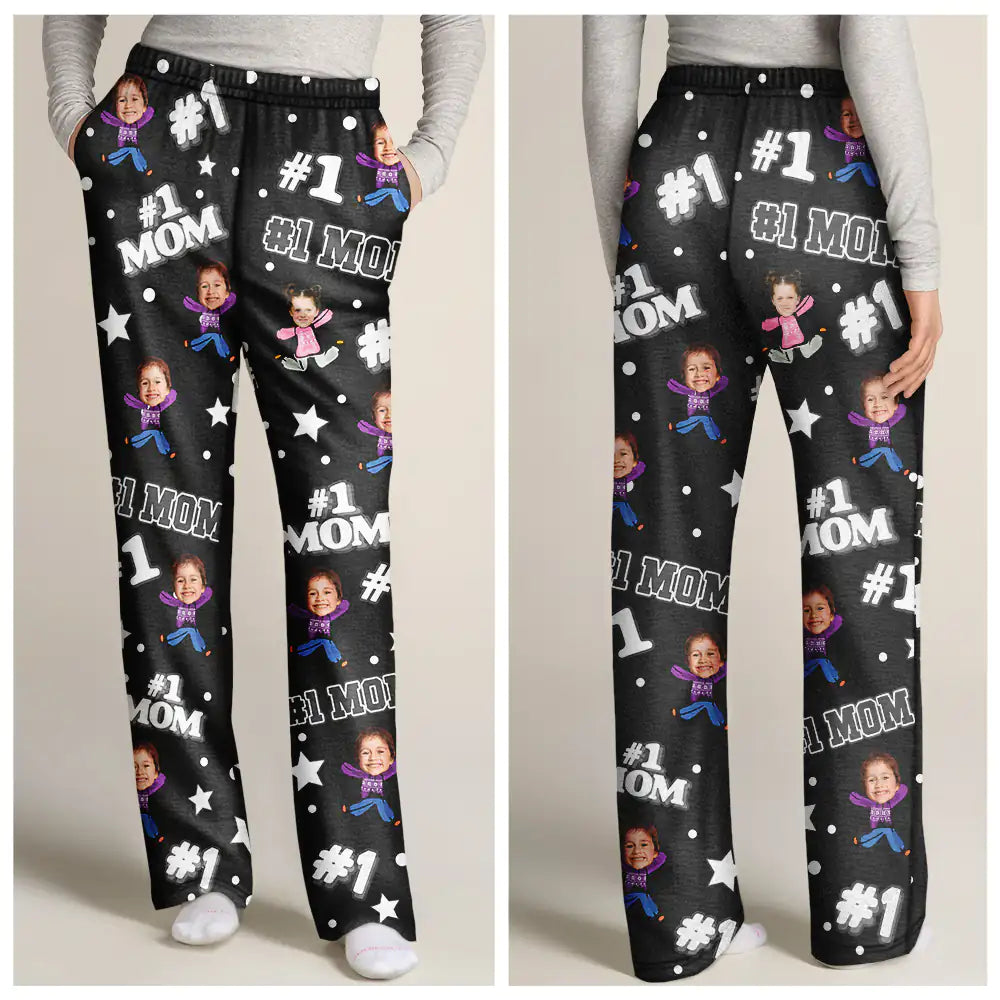 Custom Photo Funny Kids #1 Dad #1 Mom - Personalized Pajama Pants