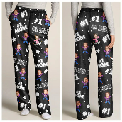 Custom Photo Funny Kids #1 Dad #1 Mom - Personalized Pajama Pants