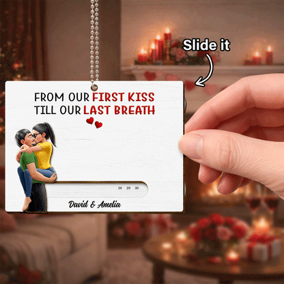 Calendar I Met You Liked You Love You Forever - Personalized Hanging Wooden Slide Card