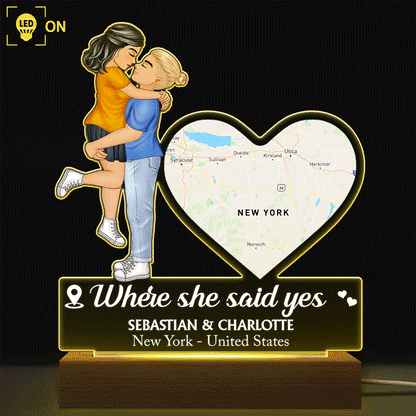 Location Map Where It All Began - Personalized 3D Led Light Wooden Base