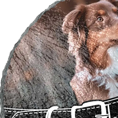 Custom Photo You Left Paw Prints On My Heart Forever - Personalized Circle Memorial Garden Stone