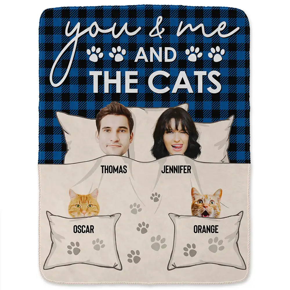 Custom Photo You & Me And The Dogs Cats Fur Babies - Personalized Fleece Blanket, Sherpa Blanket