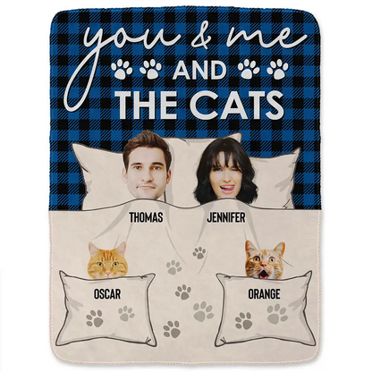 Custom Photo You & Me And The Dogs Cats Fur Babies - Personalized Fleece Blanket, Sherpa Blanket