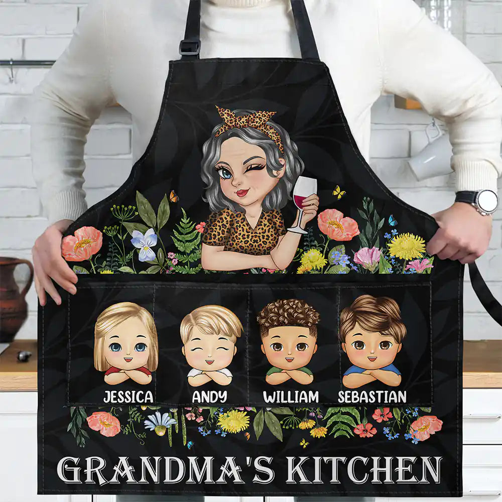 Grandma's Kitchen With Grandkids - Personalized Apron